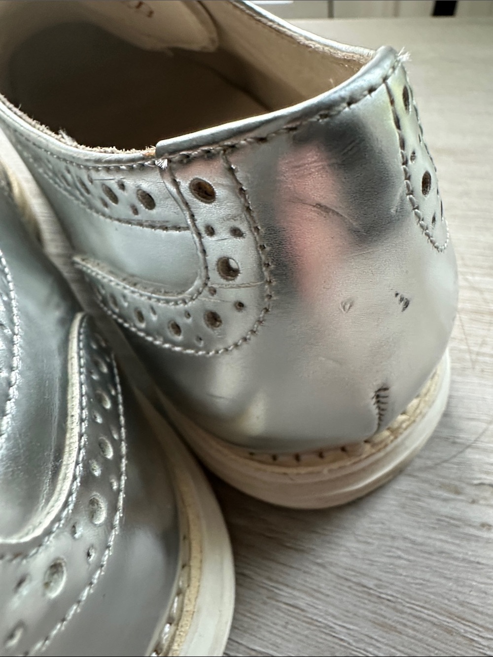 Cole Haan Silver Metallic Wingtip Oxfords - Women's - Picture 7 of 9